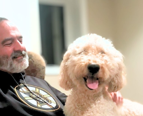 Trudeau CFO Domenic Cappalli at home with his goldendoodle