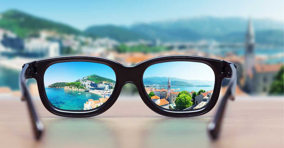 Looking through glasses