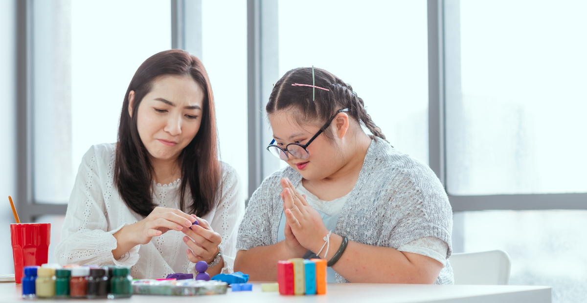 Autistic girl at school