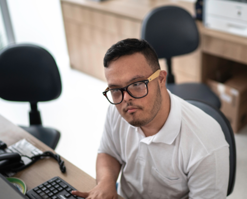disabled man working