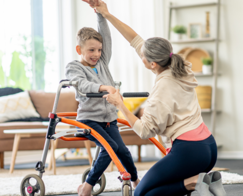 Disabled child at physical therapy
